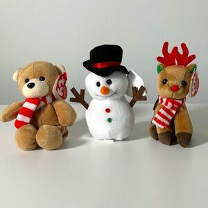 Ty Y2k Christmas Beanie Babies Set of 3 Freeze Flakes Chillsy (33Y)